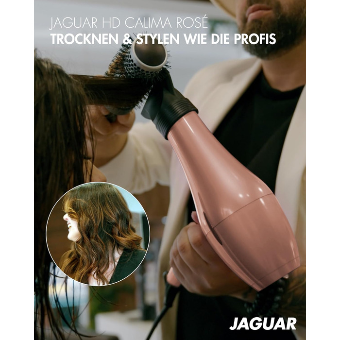 Фен JAGUAR HD CALIMA Rosé, професійний, потужний, з холодним обдувом та регулюванням нагріву і повітряного потоку, для укладання волосся