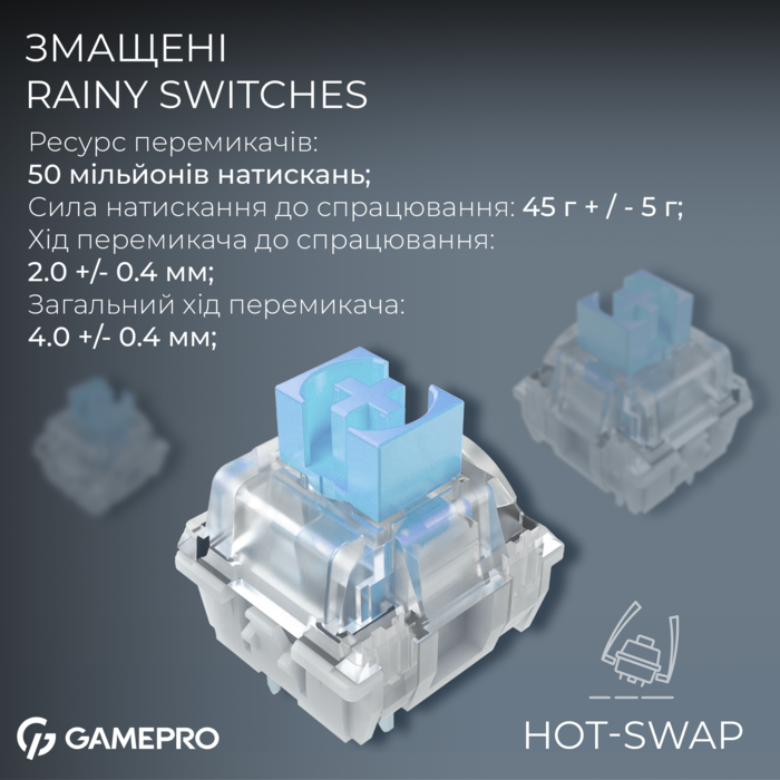 Бездротова механічна клавіатура GamePro Asgard Valhalla Pro (MK160B-D-Pro) 75% Rainy switches