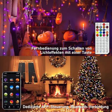 Розумна RGB LED гірлянда HeiPard 20м, 200 світлодіодів з керуванням через App та пульт, IP44 для вулиці та дому, музичний та голосовий режим, кольорова підсвітка для Різдва та декору