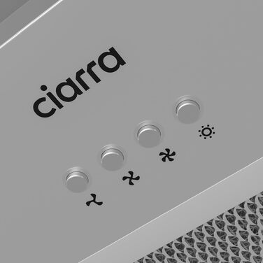 Вбудована витяжка CIARRA CBCB6926A A+++ 60 см, продуктивність 704 м³/год, LED-підсвітка, режим рециркуляції та відведення, нержавіюча сталь, срібляста