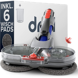 Електрична насадка для вологого прибирання Dripl для пилососів Dyson V7/V8/V10/V11/V15/Gen5 з від'ємним резервуаром для води, 6 багаторазових мопів і 1 контейнером для заповнення