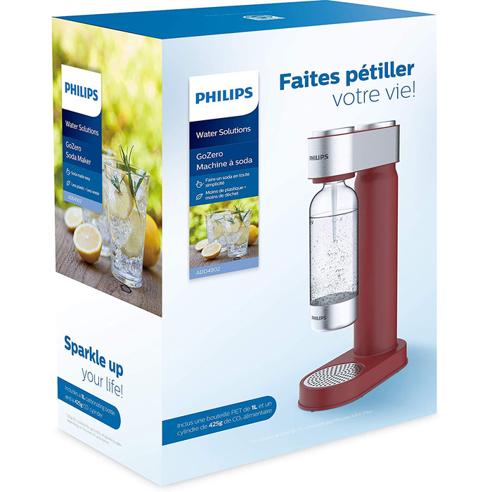 Сифон для газування води Philips GoZero ADD4902BK/10, пластиковий, 1 л, чорний