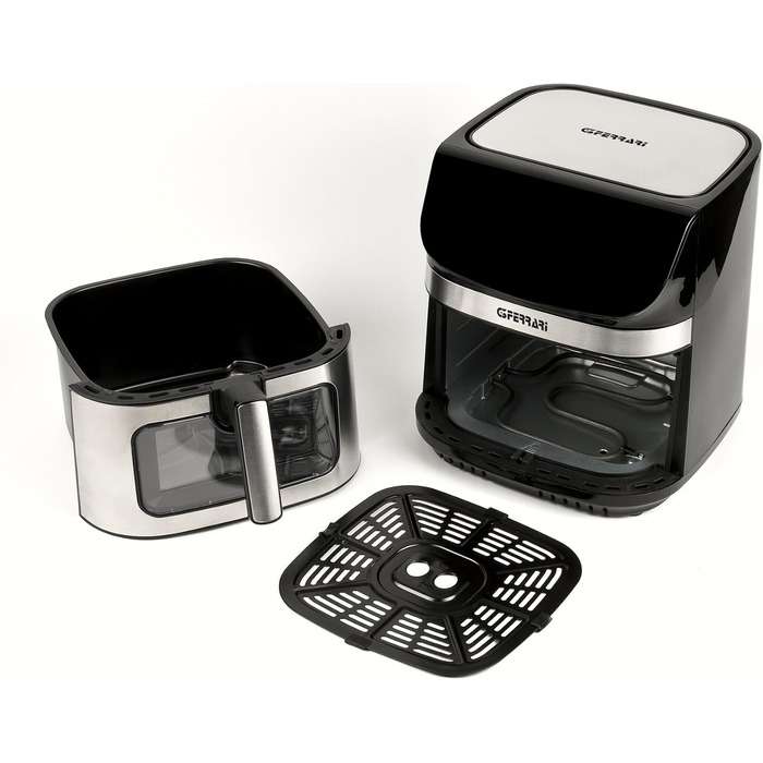 Мультифункціональна аерофритюрниця та гриль G3 Ferrari Friggisano BBQ G10181, 2000 Вт, 10 л XXL, 8 програм, бездимний барбекю, чорний/сірий