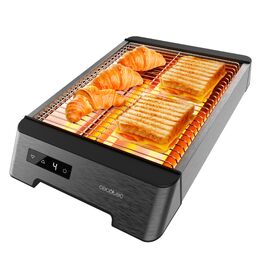 Тостер Cecotec NiceSlice Inox - Плоский тостер з 3 нагрівачами, нержавіюча сталь, 1000 Вт, 6 режимів підсмажування, для будь-якого хліба та випічки