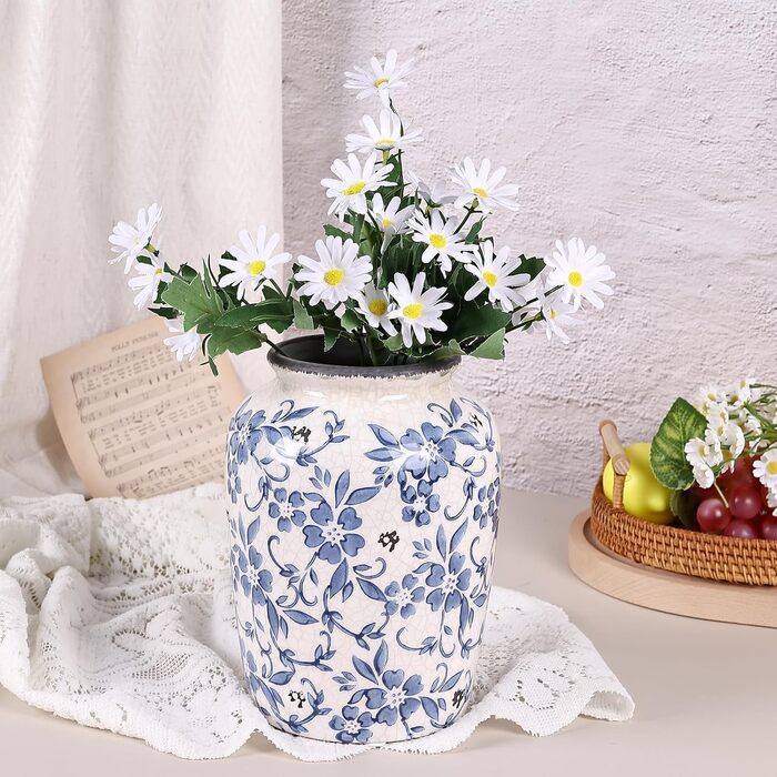 Ваза керамічна Blau-Weiße Chinoiserie, розписна, вінтажна для декору вітальні, їдальні та полиці – декор в стилі прованс