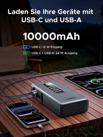 Пусковий пристрій UGREEN 3 в 1: Powerbank 10000mAh, бустер для авто та електричний компресор (помпа)