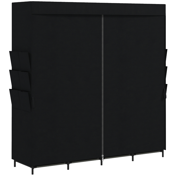 Тканинна шафа для одягу, пилозахисна, портативна, 5 штанги, 170 x 45 x 167 см, чорна