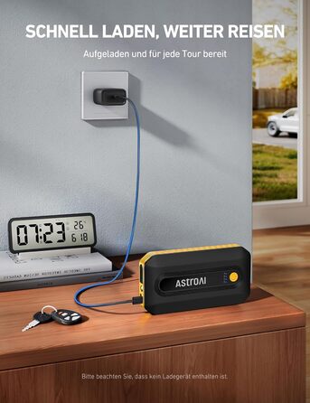 Powerbank Starthilfe AstroAI B8 для автомобіля: 7.0L бензин/5.5L дизель, Jump Starter з LED, QC 3.0 USB, 12V