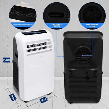 Мобільний кондиціонер SereneLife 3-в-1 9000 BTU з функціями охолодження, осушення та вентиляції, з відведенням повітря, для приміщень до 42 м², білий