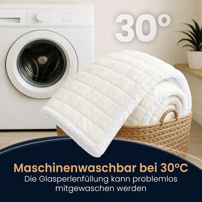 Обважнююча ковдра ELONEO Sherpa Fleece 200x200 см, 9 кг, антистрес-ковдра для сну з сертифікатом Oeko-Tex, біла