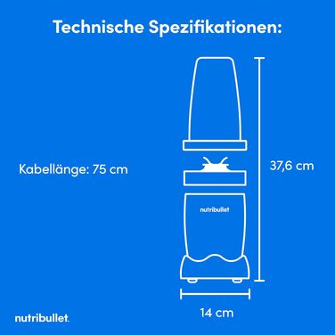 Nutribullet Pro 900 Блендер для смузі та коктейлів, 900 Вт, блакитно-сірий (NB904MASN) - професійний міксер для фруктів та овочів з швидким очищенням