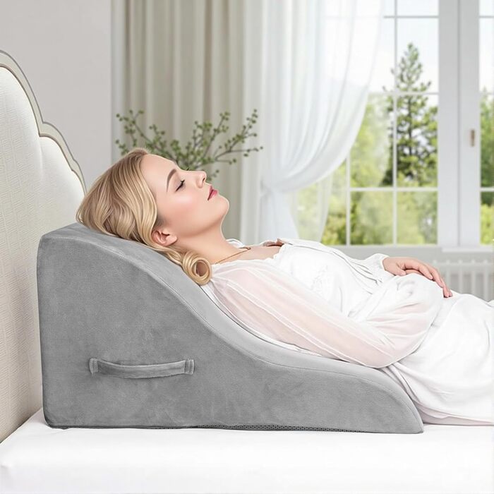 Клин подушка Babenest для спини: ортопедична, ергономічна, з піни високої щільності для ліжка та дивана (Сіра)