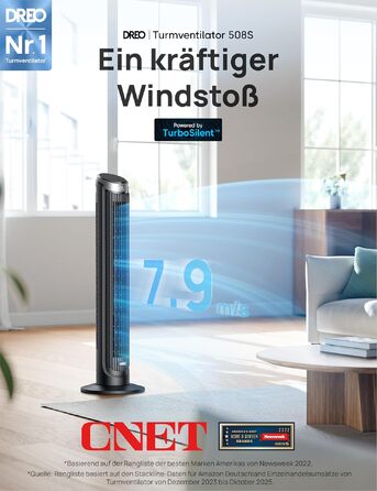 Вентилятор підлоговий Dreo Smart з осциляцією 90°, Wi-Fi, пульт, таймер 12 год, сріблястий