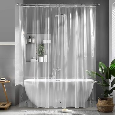 Прозора шторка для душу MIULEE 200x240 см, антигрибкова, водонепроникна, пластикова, з 3 магнітами, швидкосохнуча, з 14 кільцями, для ванної