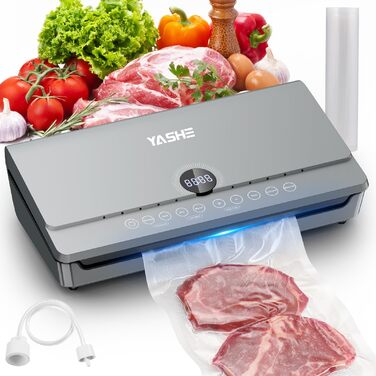 Вакууматор для продуктів 10-в-1 з магнітною кришкою, 80кПа, подвійним швом та подвійним насосом, з відсіком для рулонів та шлангом