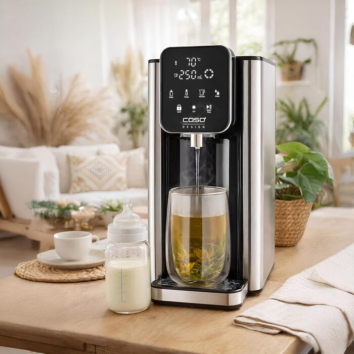 Диспенсер для гарячої води CASO HW 666 Inox UV з УФ-дезінфекцією, 2.7л, 2600Вт, для дитячого харчування, 40-100°C, нержавіюча сталь, з фільтром