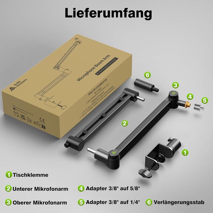Низькопрофільний мікрофонний пантограф (стійка-тримач) Low Profile з Gear-Lock, чорний, до 3 кг, сумісний з Shure SM7B, MV7+, довжина 780 мм