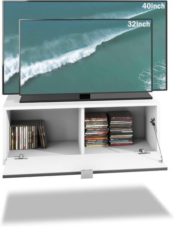 Підвісна ТВ тумба Vladon Lana 80x29x37 см, білий матовий корпус, фасади Scratchy Metal, велика палітра кольорів, вироблено в Німеччині