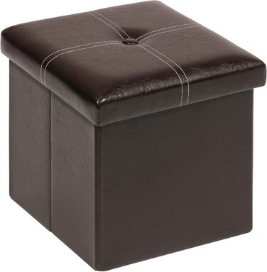 Дитячий складаний пуф Bonlife з екошкіри, коричневий, 30x30x30 см, з ящиком для зберігання, максимальне навантаження 120 кг