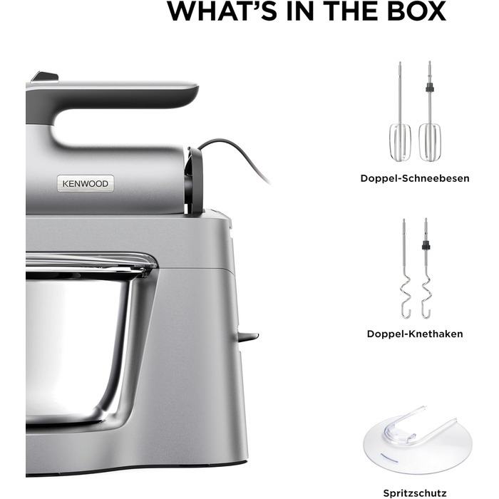 Кухонна машина-міксер Kenwood Chefette HMP54.000SI, чаша з нержавіючої сталі 3.5 л, 650 Вт, сріблястий