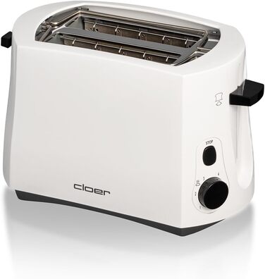 Тостер Cloer 331 Cool-Wall 825 Вт для 2 тостів з підставкою для булочок, білий
