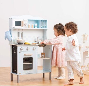 Дитяча кухня New Classic Toys 11065, сучасна, з плитою, синя, багатобарвна