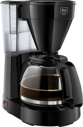 Кавоварка Melitta Easy з знімним поворотним фільтром, скляною колбою та системою захисту від крапель, на 10 чашок, чорна