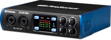 Аудіоінтерфейс PreSonus Studio 24c USB-C для запису, стрімінгу та подкастингу з пакетом програмного забезпечення (Studio One Artist, Ableton Live Lite)