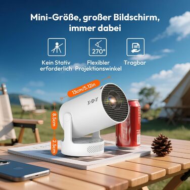 Портативний проєктор Xgody Gimbal 3: 720P HD, 4K/1080P, 12000 Люмен, Android 11.0, WiFi 6, Bluetooth, Auto Keystone, для домашнього кінотеатру