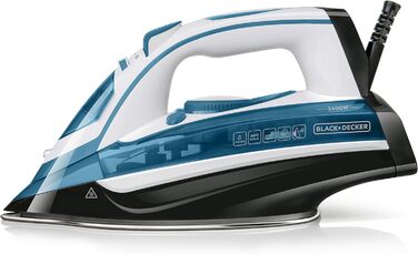 Парова праска BLACK+DECKER BXIR2402E, 2400 Вт, 370 мл, пластик, синя/зелена