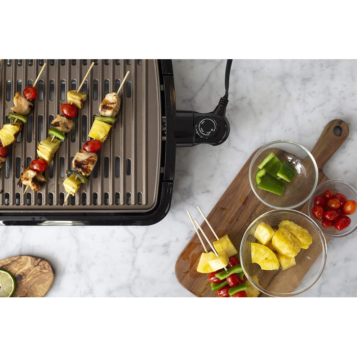 Електричний гриль George Foreman Smokeless для дому, бездимний, антипригарний, з піддоном для жиру, регулятором температури, вертикальне зберігання, модель 25850-56
