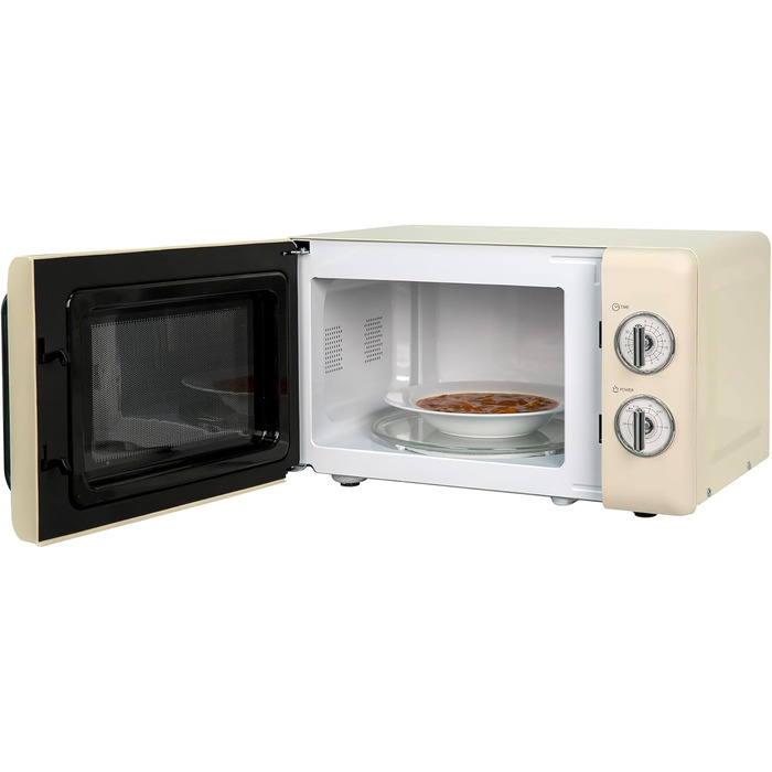 Мікрохвильова піч Russell Hobbs RHRETMM705C, 17 л, 700 Вт, ретро стиль, кремова, 5 режимів потужності, таймер, функція розморожування, легке очищення