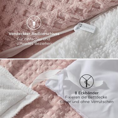 Фланелевий комплект постільної білизни BEDSURE теплий, 3-тілний (Рожевий, ковдра 155x220 см, наволочка 80x80 см)