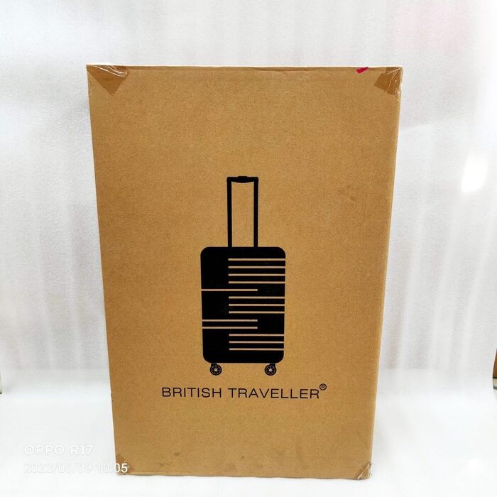 Середній валізний чемодан British Traveller, жорсткий корпус, 64×43×26,5 см, з TSA-замком, на колесах, ABS+PC, помаранчевий, 24 дюйми