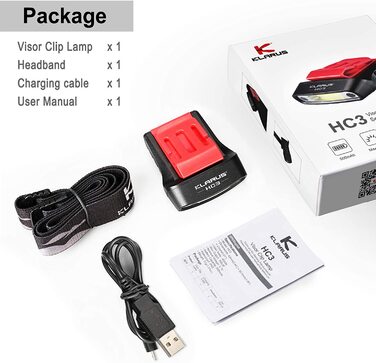 Klarus HC3 LED-ліхтар на кепку з білим і червоним світлом, сенсорним керуванням, 5 режимів, для полювання, кемпінгу та риболовлі