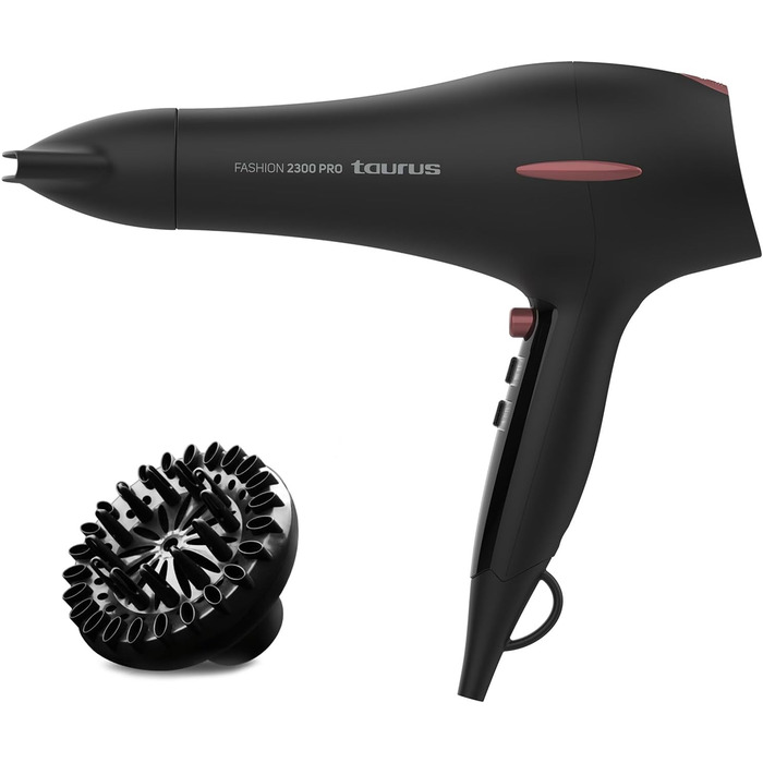 Професійний фен Taurus Fashion 2300 Pro: AC-двигун, 2200 Вт, 3 температурні режими, холодний струмінь повітря