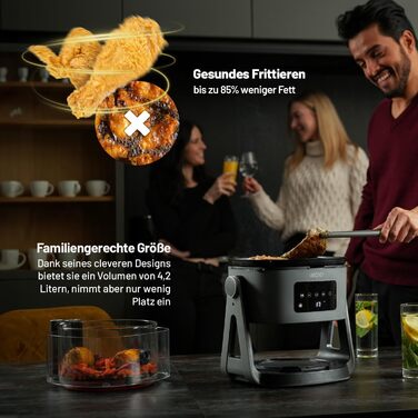Аерофритюрниця Lauben Glass&Grill 3в1 5500BG, 5,5 л, скляний кошик, 6 програм, гриль і сковорода