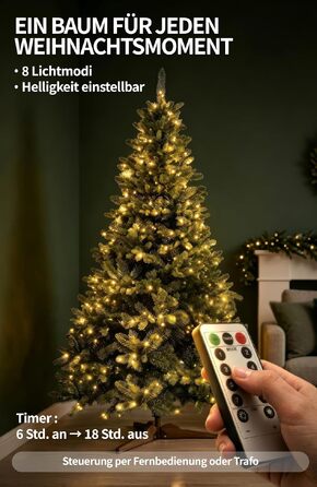 Штучна ялинка Menz Premium з LED-гірляндою, 200 см, преміум-якість (10 років гарантії)