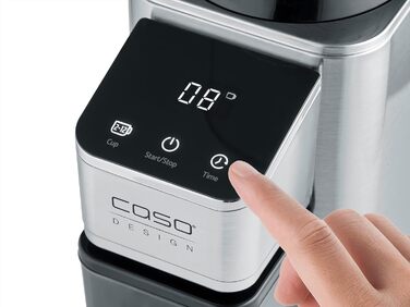 Електрична кавомолка CASO BaristaChef Inox з нержавіючої сталі, конічне жорно, 48 ступенів помолу, тримач для портафільтра, 450 об/хв, індивідуальне дозування
