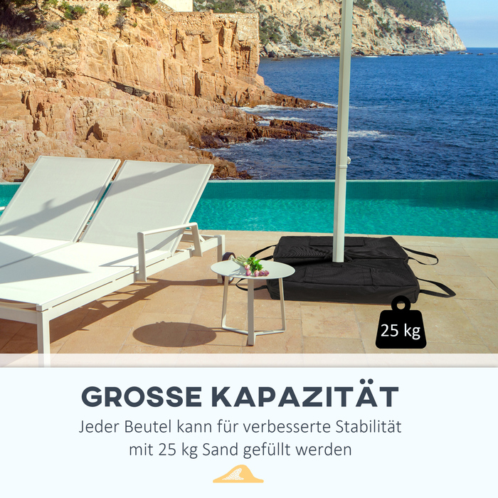 Підставка для парасольки Outsunny Parasol Market Sandbag Market, 2 мішки з наповнювачем 50 кг, з лопатою, чорна