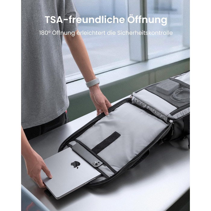 Подорожній рюкзак tomtoc 28L для літака, TSA-сумісний рюкзак для ручної поклажі, чорний Ripstop