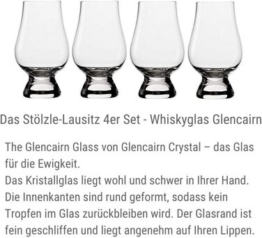 Набір склянок для віскі Glencairn, 4 шт, 190 мл, кришталеве скло, для дегустації, підходить для посудомийної машини