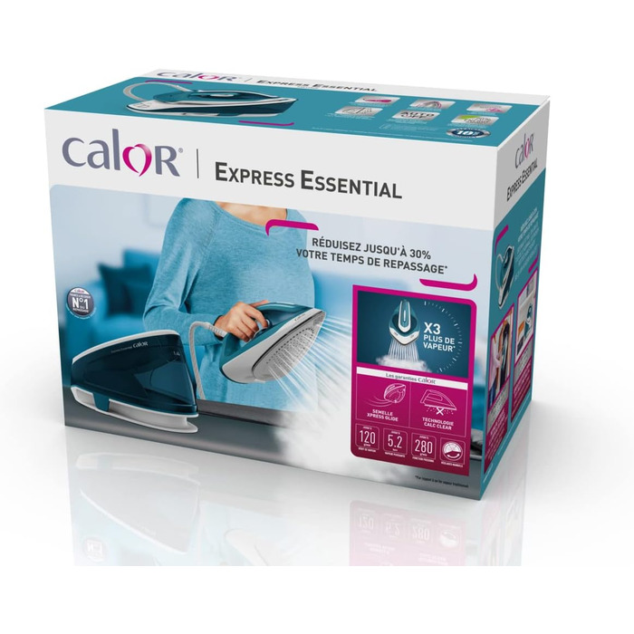 Праска з парогенератором Calor Express Essential SV6115C0: потужність 280 г/хв, керамічна підошва, 1.4 л, антикальцій, 5.2 бар