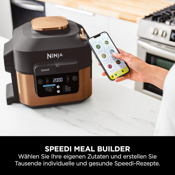 Мультиварка Ninja Speedi 5,7 л, 10-в-1, аерофритюрниця, повільне приготування, гриль, випічка, чорна та мідна ON400EUCP