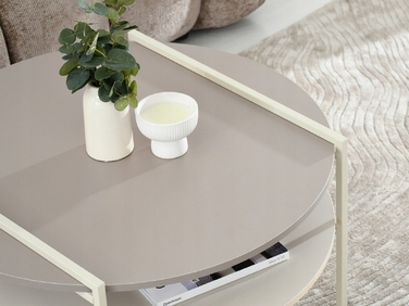 Журнальний стіл Mebel-Partner круглий, 80 x 80 x 45 см, кремовий, відтінки бежевого