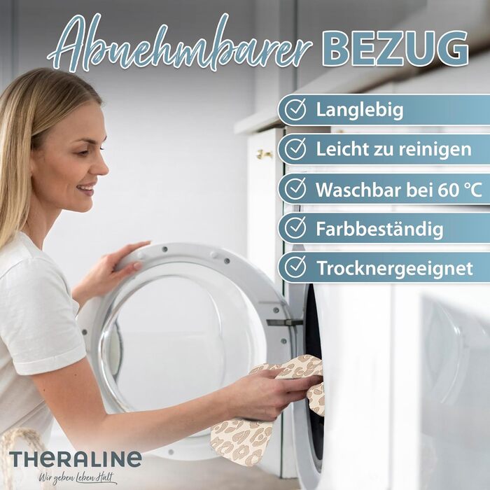 Theraline Клиновидна подушка для сидіння ортопедична для офісного крісла з піни преміум-класу, ергономічна для авто, знімний чохол 100% бавовна, прання 60°C (Leo)