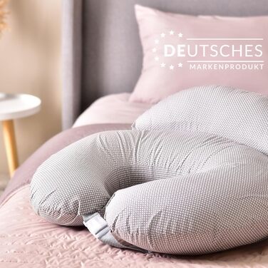 Подушка для вагітних і годування Comfortcuddle з регульованим поясом, безпековою подушкою, підтримкою для мами й малюка, бічна подушка для сну, бежеві смуги, 60x72x16 см