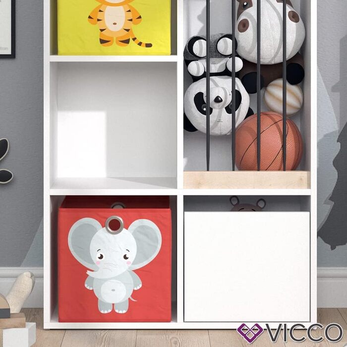 Дитяча полиця Vicco Luigi, біла, 72x107,8 см, з 2 складними коробами