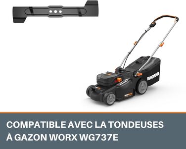 WORX WG737E акумуляторний газонокосарка Nitro 40V (2x20V) з безщітковим мотором - ширина зрізу 37 см, 6 рівнів висоти (20-70 мм), 40л травозбірник, 2x4Ah акумулятори та подвійний зарядний пристрій (запасний ніж 51 см)