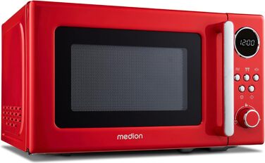 Мікрохвильова піч MEDION Retro 20 л, 800 Вт, 8 програм, червона